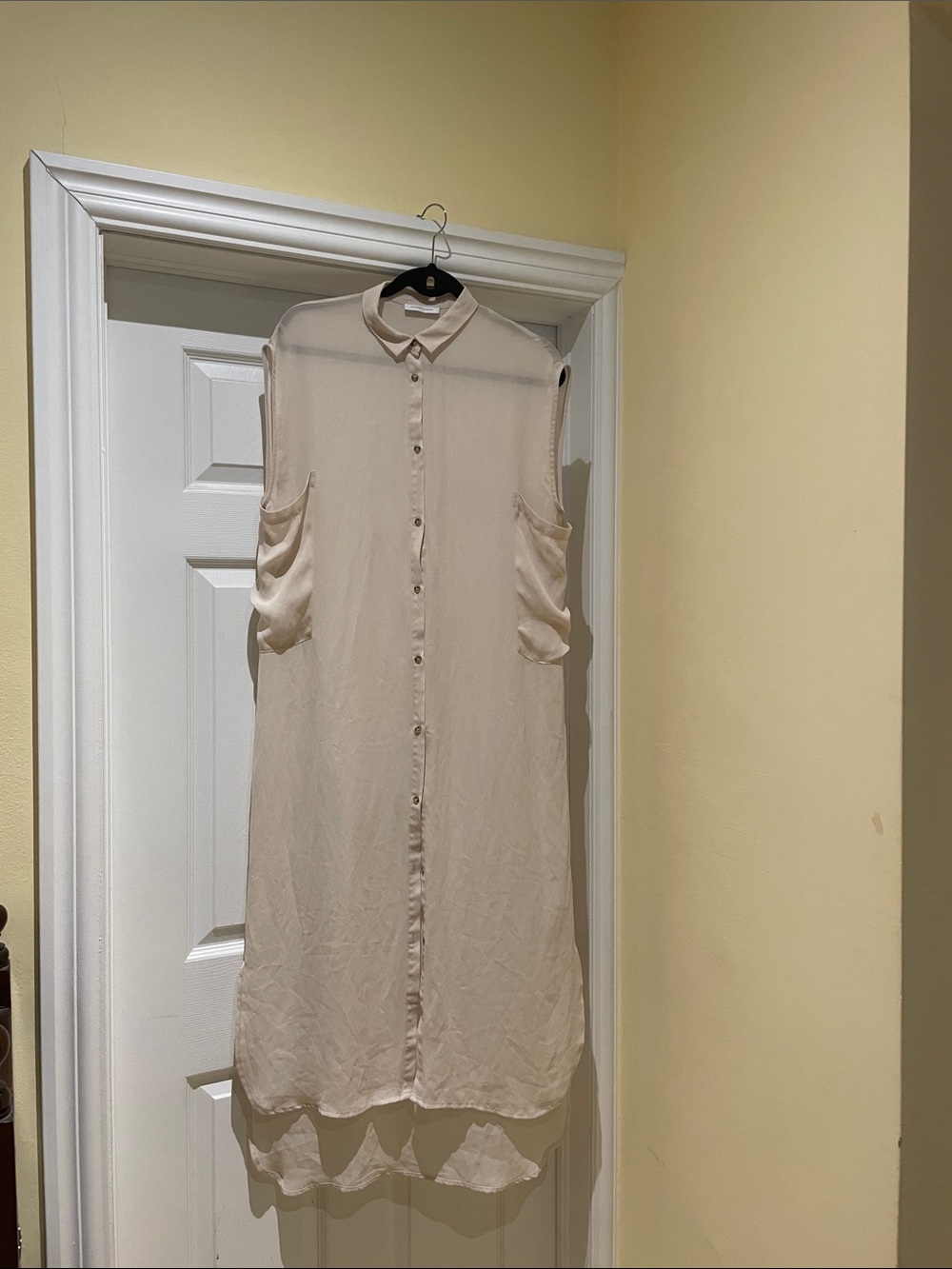 Long Sheer Overlays Tunic in Cream